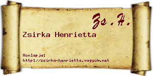 Zsirka Henrietta névjegykártya