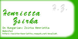 henrietta zsirka business card